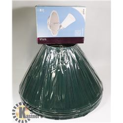 NEW 5 GREEN LAMP SHADES 11' HIGH WITH SPOT LIGHT.