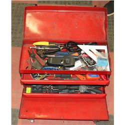 3 SHELVE TOOL BOX FULL OF TOOLS
