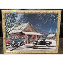 OLD SCHOOL FRAMED COCA COLA  PICTURE