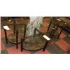 Image 1 : 3 PC GLASS TOP LIVING ROOM ACCENT TABLE SET