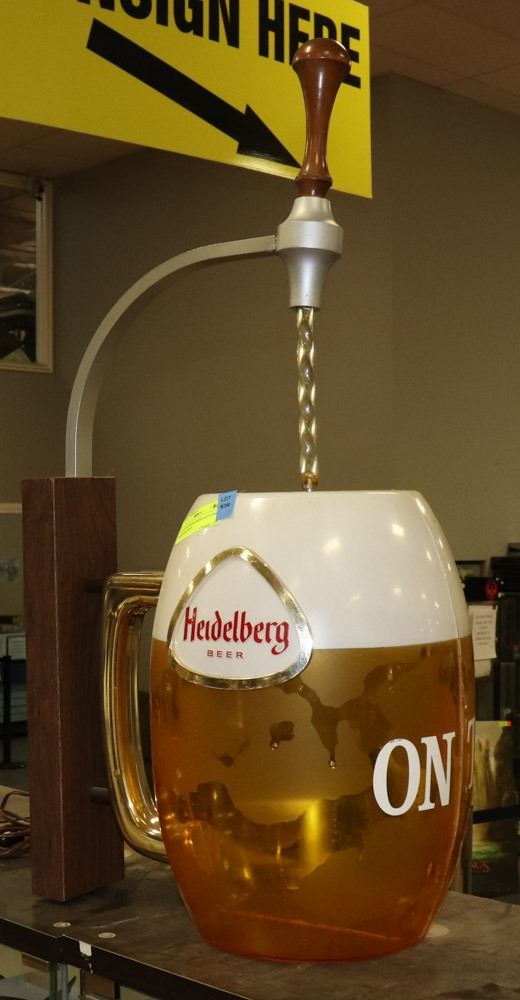 Beer Rotation Sign 3 FT 1970'S HEIDELBERG ROTATING BEER BAR SIGN
