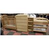 Image 1 : 4 PC BLONDE WOOD BEDROOM SUITE. LARGE DOLL CRIB,