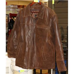 CRUZE MEN'S BROWN LEATHER JACKET WITH ZIP OUT