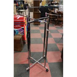 CHROME CLOTHES RACK ON WHEELS