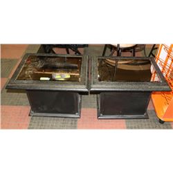 2 BLACK MIRRORED SIDE TABLES