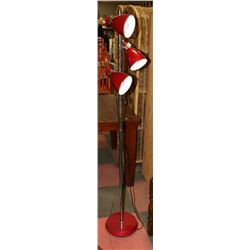 RETRO STYLE RED FLOOR LAMP WITH 3 LIGHTS  66" TALL