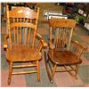Image 1 : LOT OF 2 WOODEN CHAIRS, 1 IS A ROCKING CHAIR