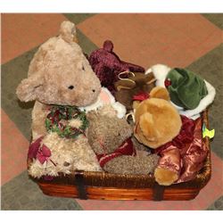 LARGE WICKER & WOOD BASKET WITH