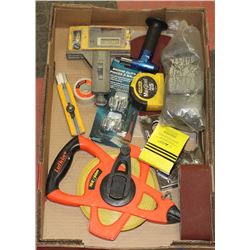 LARGE FLAT FULL OF TOOLS INCL. LUFKIN