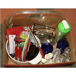 BOX W/HOUSEHOLD ITEMS INCL. SILICONE