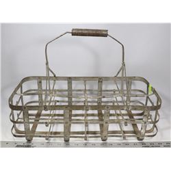 1920'S METAL OIL / MILK GLASS CARRIER RARE