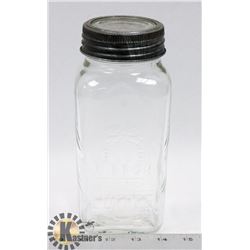 BLUE RIBBON GLASS COFFEE JAR WITH LID NO CHIPS