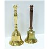 Image 1 : LOT OF 2 VINTAGE BRASS HAND BELLS SCHOOL