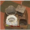 Image 1 : LARGE BOX OF DECORATIVE GARDEN POTS -HALF BARREL