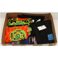 BOX W/ NEW CLOTHES INCL. BLACK SKIRT (L),
