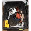 Image 1 : TOTE WITH CONTENTS INCLUDING; TILE SAW, CAR JACK
