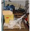 Image 1 : PALLET OF HOUSEHOLD  MISC INCL IRON BOARD,