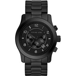NEW MICHAEL KORS ALL BLACK TRIPLE CHRONO MSRP $379