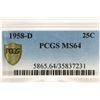 Image 3 : 1958-D WASHINGTON SILVER QUARTER PCGS MS64