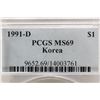 Image 3 : 1991-D KOREA COMMEMORATIVE SILVER DOLLAR PCGS