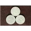 Image 2 : 1940, 41 & 1943 GERMAN 10 PFENNIGS WITH SWASTIKA