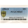 Image 3 : 1954-D WASHINGTON SILVER QUARTER PCGS MS65