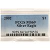Image 3 : 2002 AMERICAN SILVER EAGLE PCGS MS69