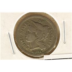 1874 THREE CENT PIECE (NICKEL) VERY GOOD