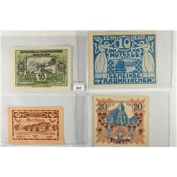 4 ASSORTED GERMAN NOTGELDS 2-10 & 2-20 HELLERS