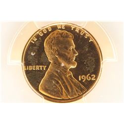 1962 LINCOLN CENT PCGS PR65RD CAM