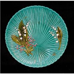 Majolica Plate- Fan Leaf and Floras