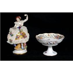 Dresden Porcelain Figurine and Compote
