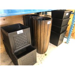 ASSORTMENT OF SQUARE AND TAPERED PLANTERS