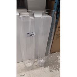 2 GLASS 40" TALL TAPERED VASES