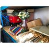 Image 2 : SHELF LOT OF ASSORTED DECORATIVE PLANTS, BAMBOO UMBRELLAS, MEXICAN BLANKETS AND MORE