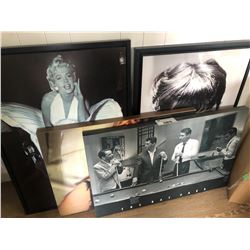 LOT OF 4 ASSORTED PRINTS INC. MARILYN MONROE, THE RAT PACK, AND AUDREY HEPBURN