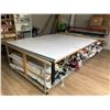 Image 1 : LARGE CUTTING/PLOTTING TABLE WITH ALL ATTACHED HARDWARE, LINEN CONTENTS INCLUDED, TABLE APPROX.