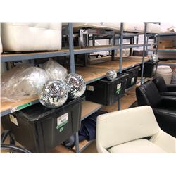 4 BINS OF ASSORTED SIZE MIRROR BALLS