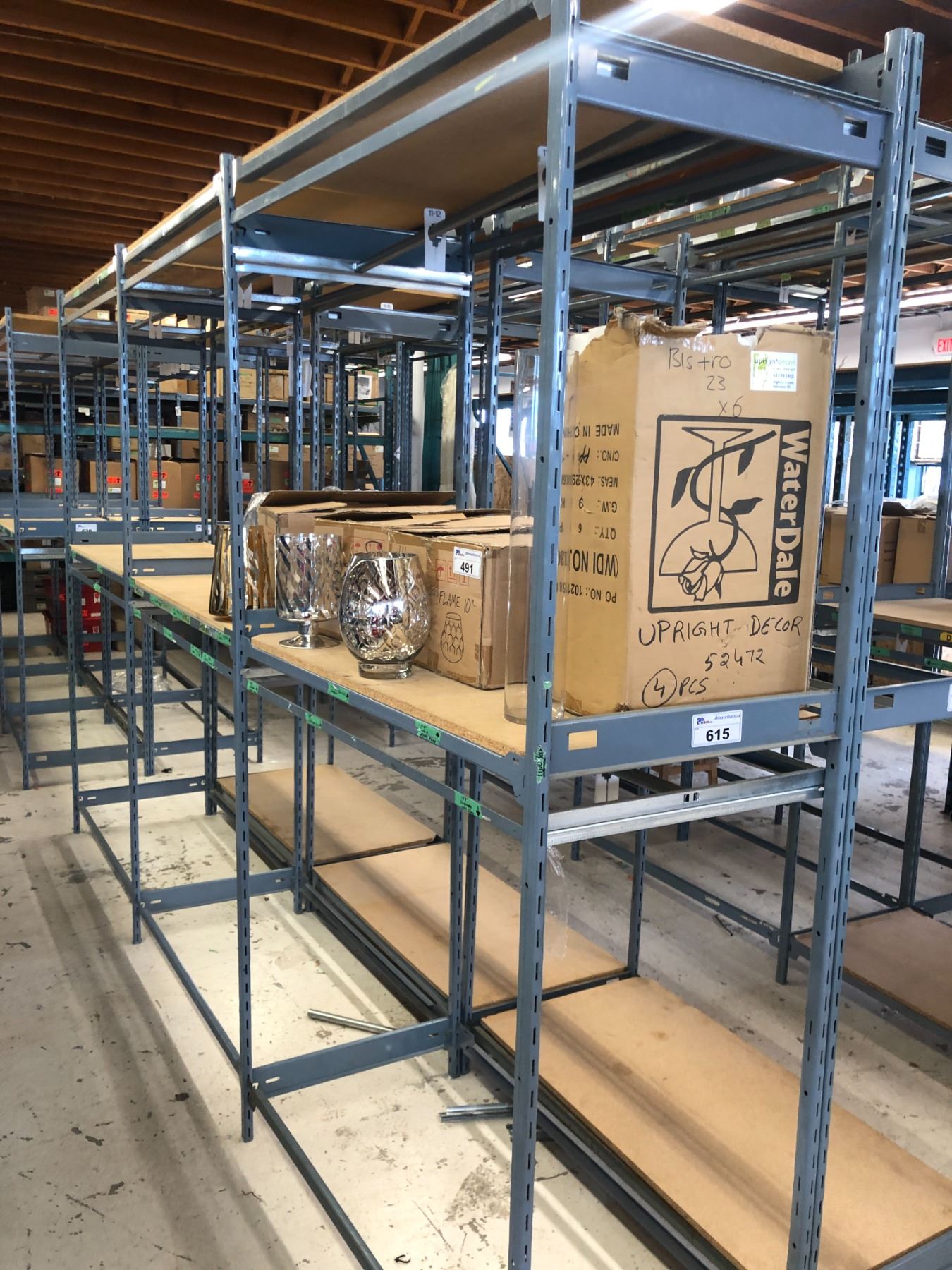 3 BAY SECTION OF 8' LIGHT DUTY RACKING INC. 4 UPRIGHTS, 12 CROSS BARS ...