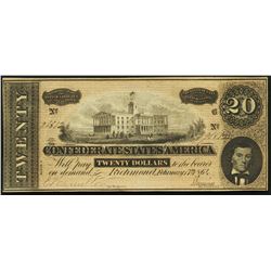 1864 $20 Confederate States of America Note