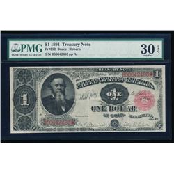 1891 $1 Treasury Note PMG 30EPQ