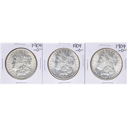 Lot of (3) 1904-O $1 Morgan Silver Dollar Coins