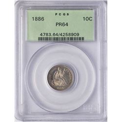 1886 Proof Seated Liberty Dime Coin PCGS PR64