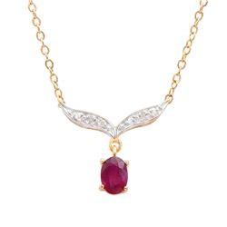 Plated 18KT Yellow Gold 1.00ct Ruby and Diamond Pendant with Chain