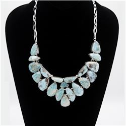 Huge Natural Caribbean Blue Larimar Necklace