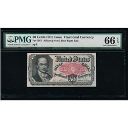 50 Cent Fifth Issue Fractional Note PMG 66EPQ