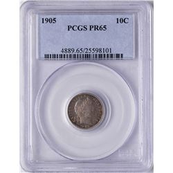 1905 Proof Barber Dime Coin PCGS PR65