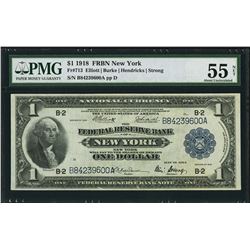 1918 $1 New York Federal Reserve Bank Note PMG 55NET