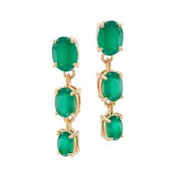 Plated 18KT Yellow Gold 4.00ctw Green Agate Earrings