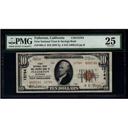 1929 $20 Fullerton National Bank Note PMG 25